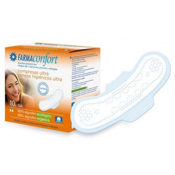 FARMACONFORT COMPRESAS 100%ALGODON ULTRAFINAS DIA ALAS 10 U