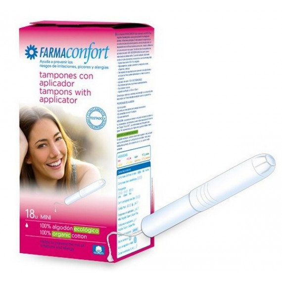 FARMACONFORT TAMPONES 100%ALGODON CON APLICADOR MINI 18 U