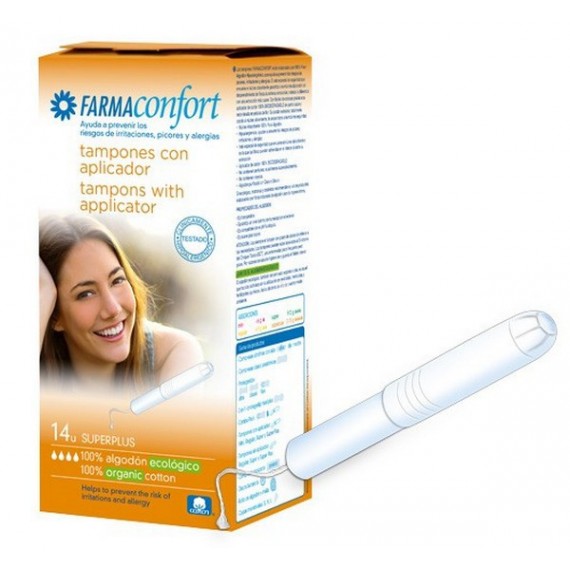 FARMACONFORT TAMPONES 100%ALGODON CON APLICADOR SUPER PLUS 14 U