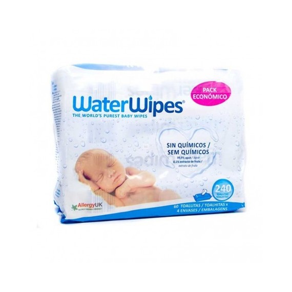WATERWIPES TOALLITAS PARA BEBE PACK ECONOMICO 4 X 60 U